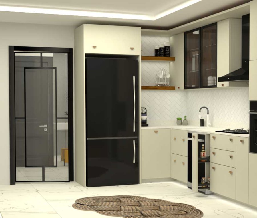 Vitrinli Şık Mutfak Dolabı Model3